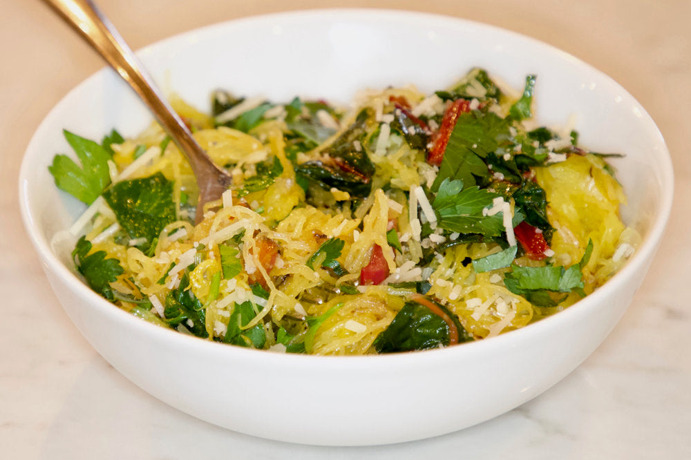 Spaghetti Squash with Rainbow Chard